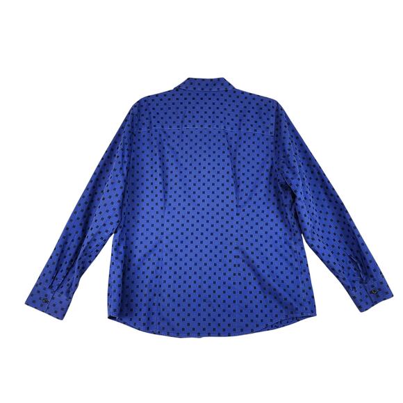 Chicos Womens Shirt Button Up Long Sleeve Non Iron Tunic Size Large Blue Square - Picture 3 of 10